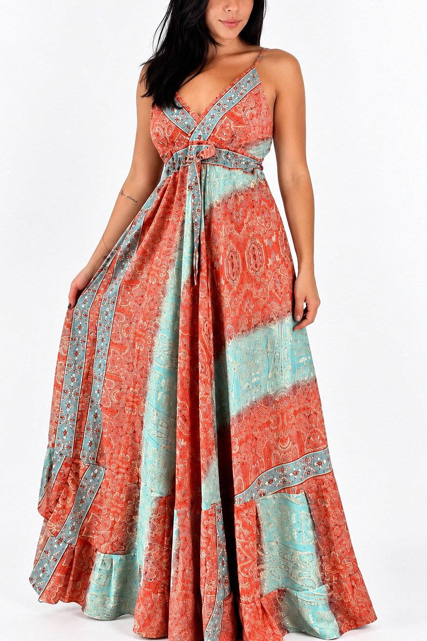 Vestido Indiano | SEDA • costa fechada com lastex
