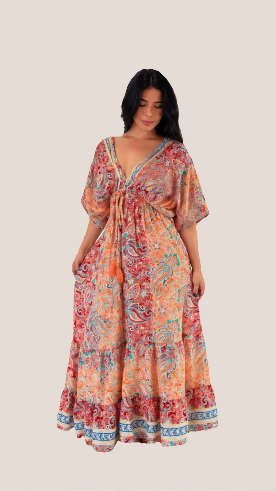 Vestido Indiano em seda | modelagem bufante