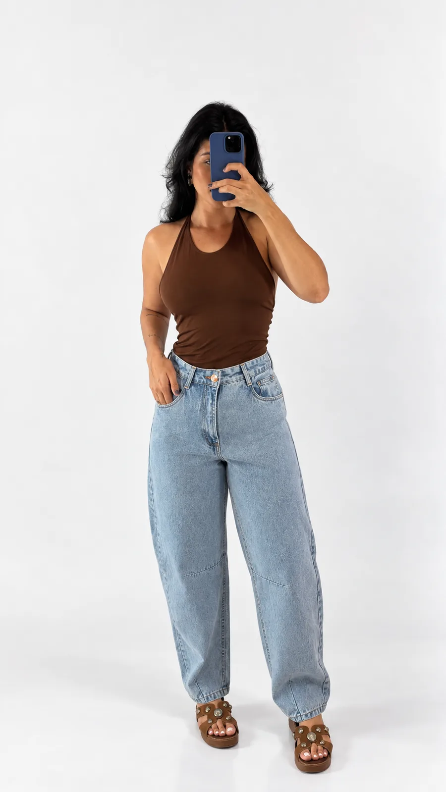 Calça barrel | lavagem clara