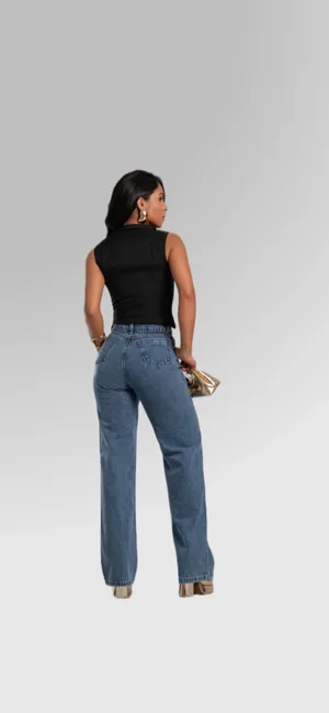 Calça Wide LEG | sem lycra • lavagem jeans tradicional