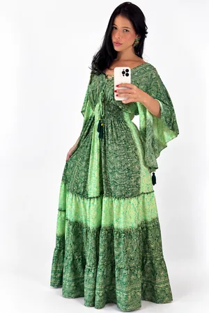 Vestido Indiano em SEDA | modelagem manga morcego