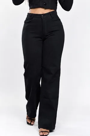Calça Wide Leg | lavagem preta SEM LYCRA ⭐️