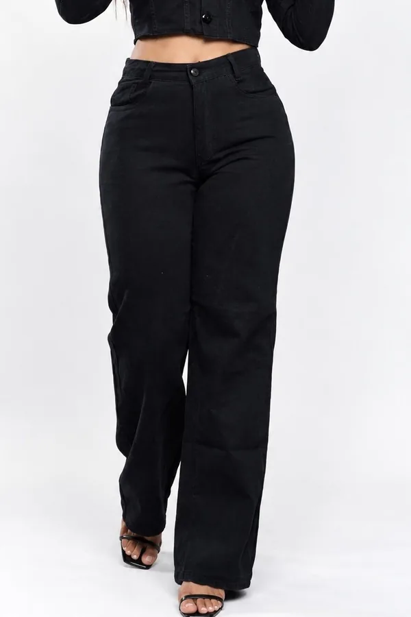 Calça Wide Leg | lavagem preta SEM LYCRA ⭐️