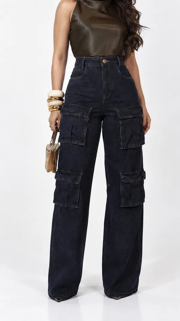 Calça Cargo | Lavagem AZUL ESCURO