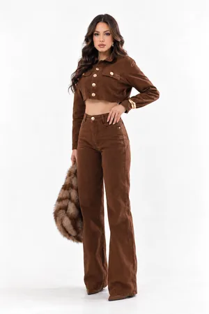 Calça Wide Leg | cor chocolate