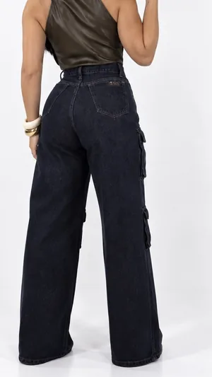 Calça Cargo | Lavagem AZUL ESCURO