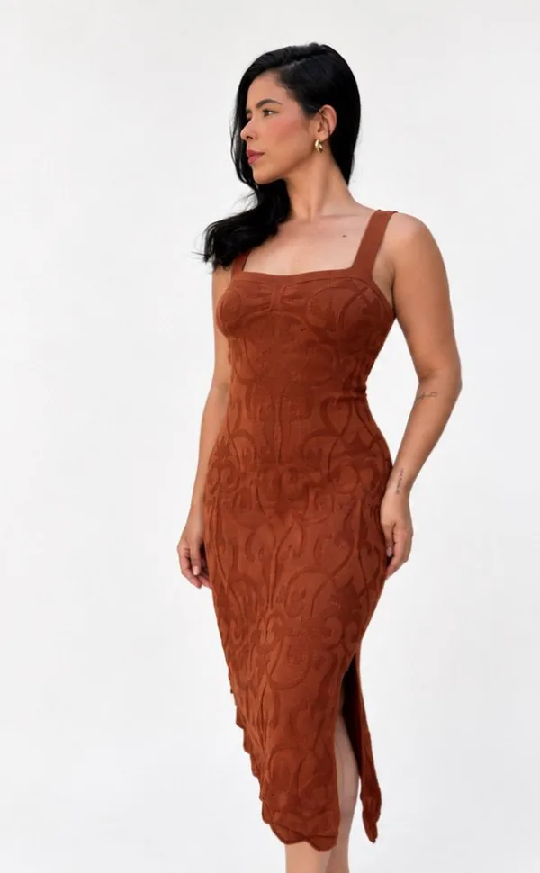 Vestido magnólia | mídi com fenda • assimétrico