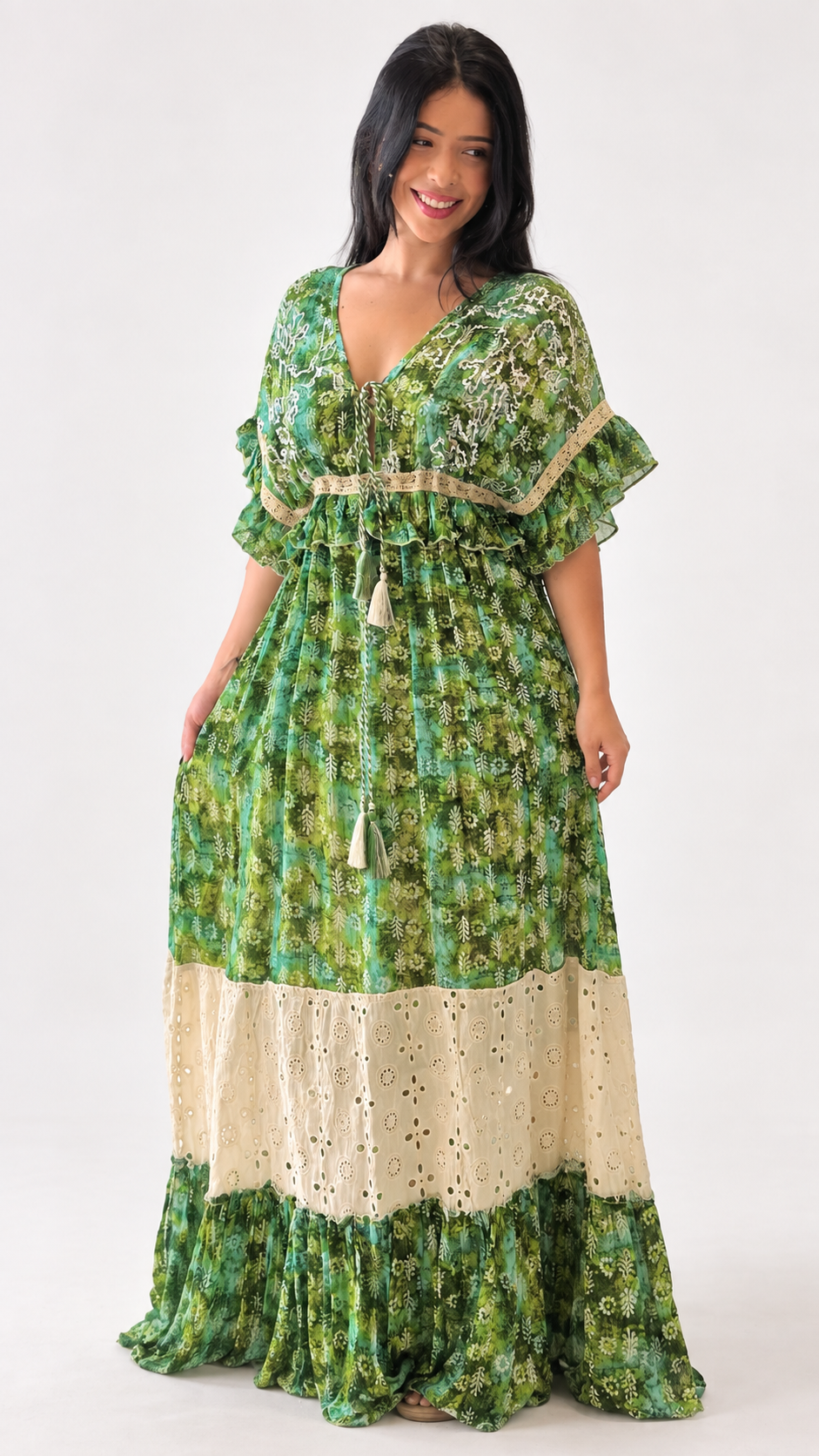Vestido Sasha | indiano com rendas e paetês