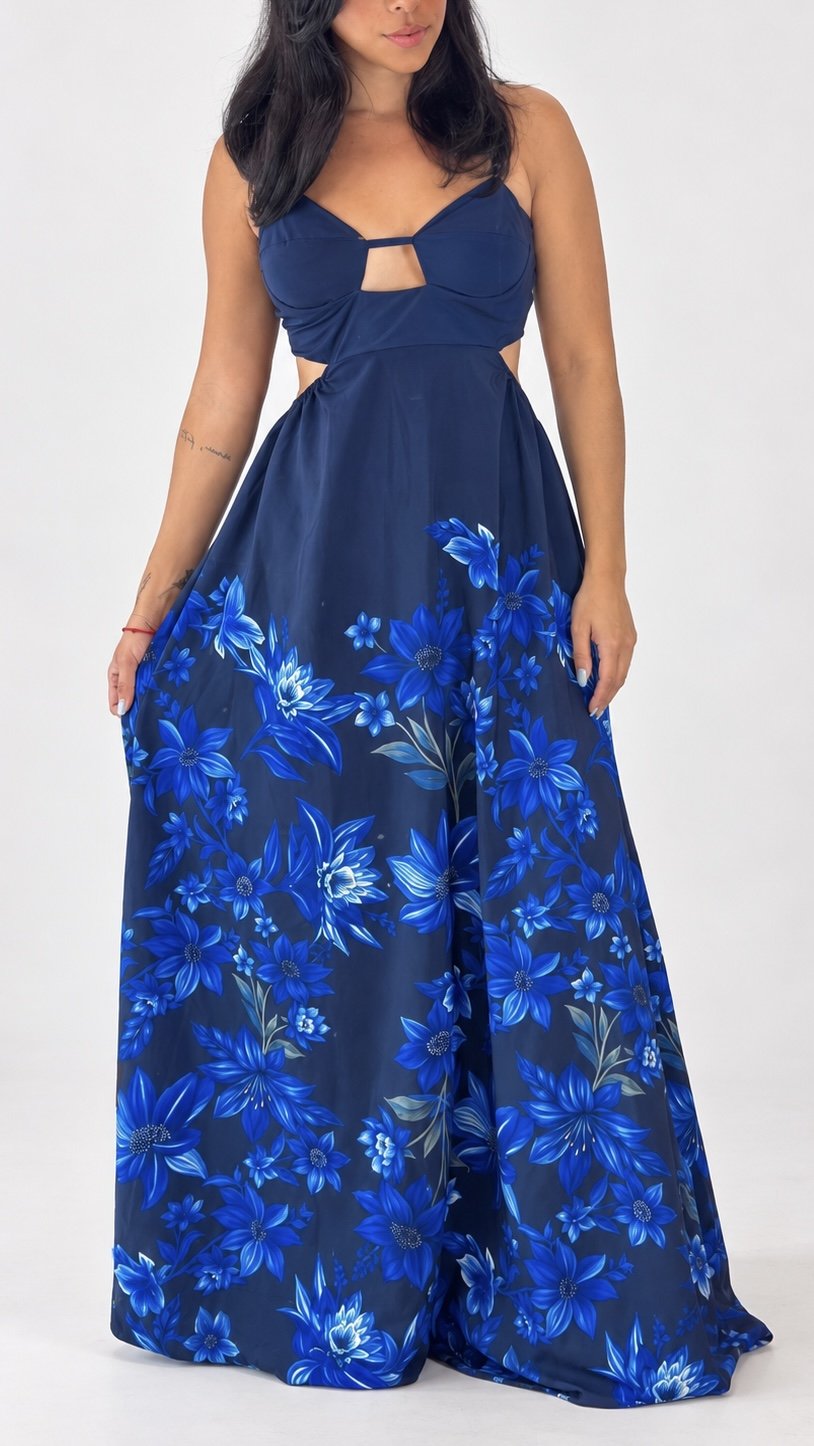 Vestido longo estampado